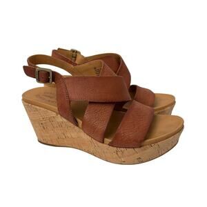 Kork Ease Sandals Womens Size 9 M Ashcroft Leather Wedge Brown Slingback